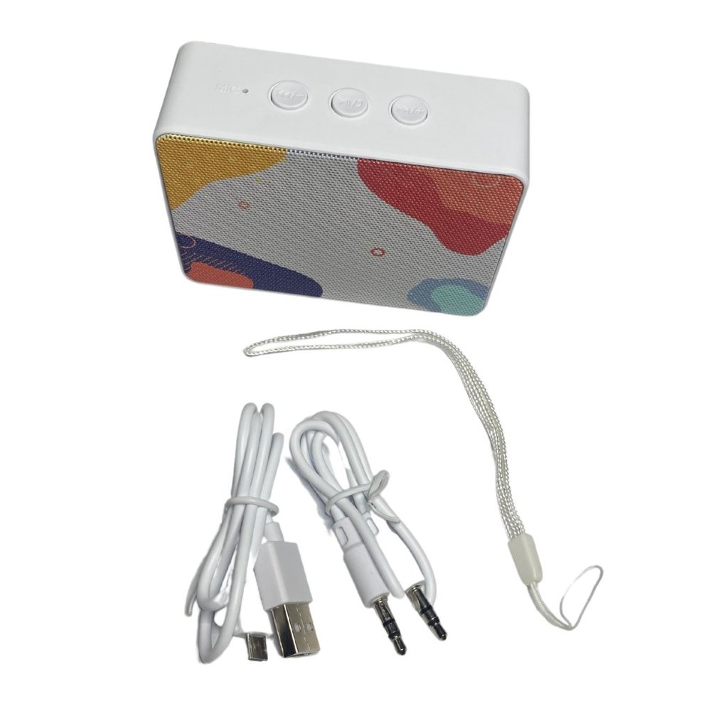 NEW Mini Boxanne White Abstract Print Wireless Speaker w/ microphone